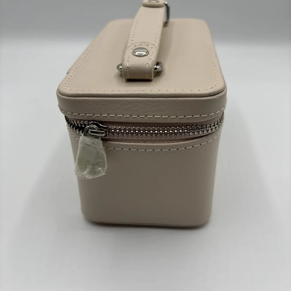 Pandora Beige Faux Leather Jewelry Box/Travel Case w/Black Velvet Interior